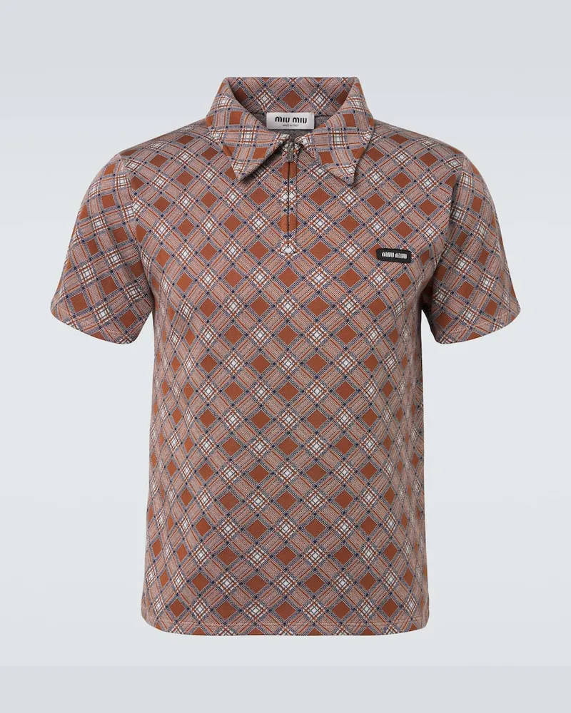 Miu Miu Polohemd aus Seiden-Jacquard Braun