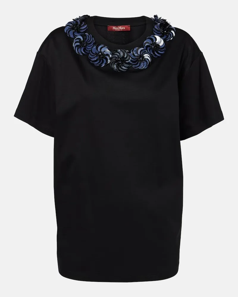 Max Mara Verziertes Top Gennaio aus Jersey Schwarz