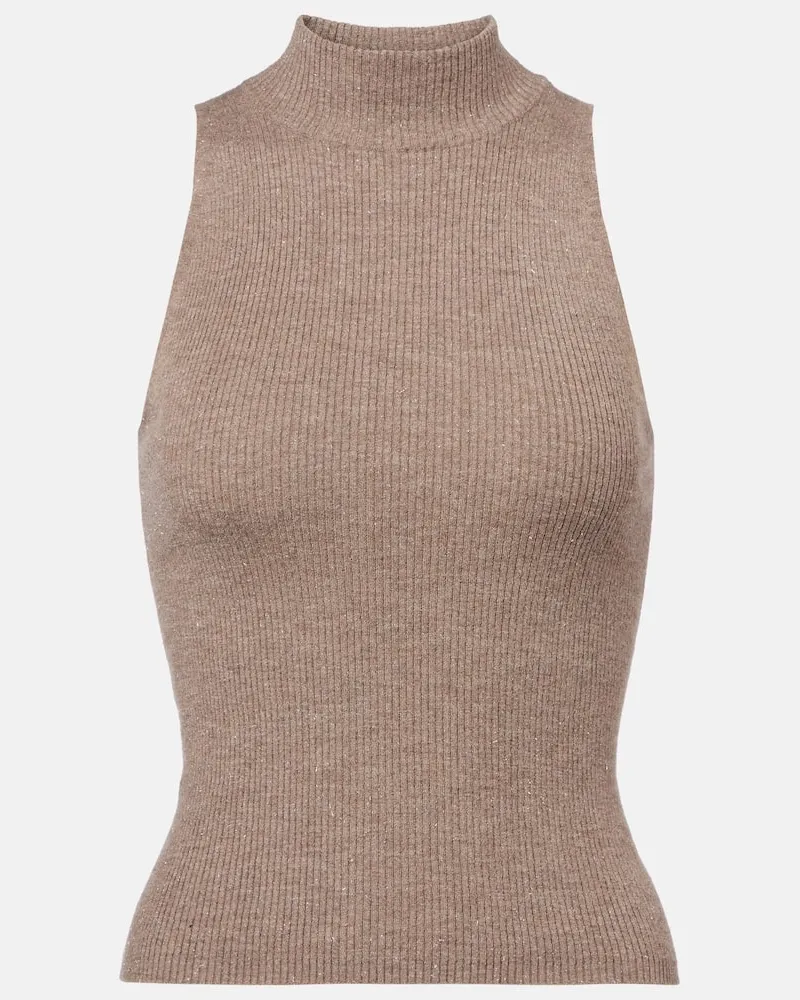 Brunello Cucinelli Top aus Rippstrick Braun