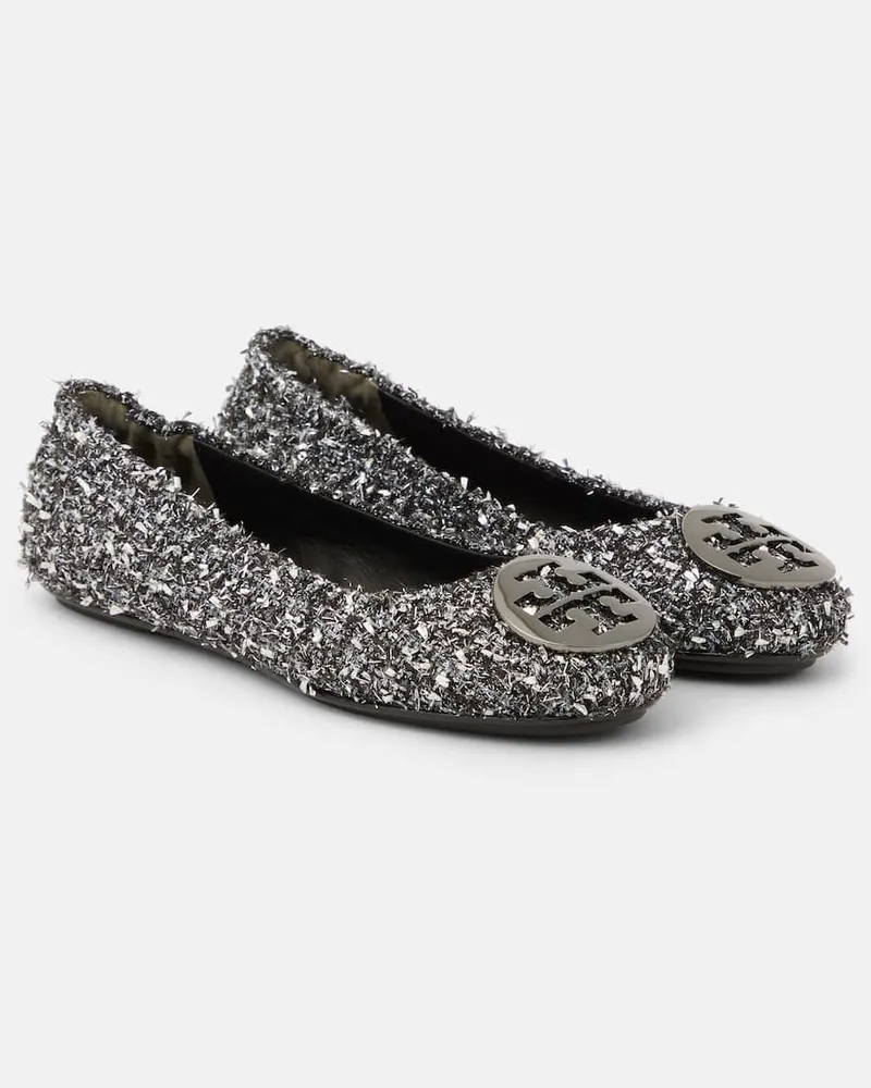 Tory Burch Verzierte Ballerinas Minnie Travel Silber