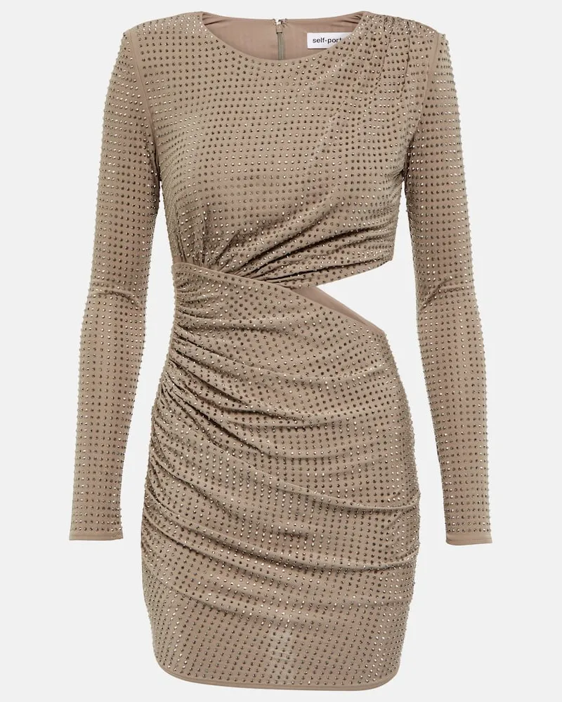 Self-Portrait Verziertes Minikleid Grau
