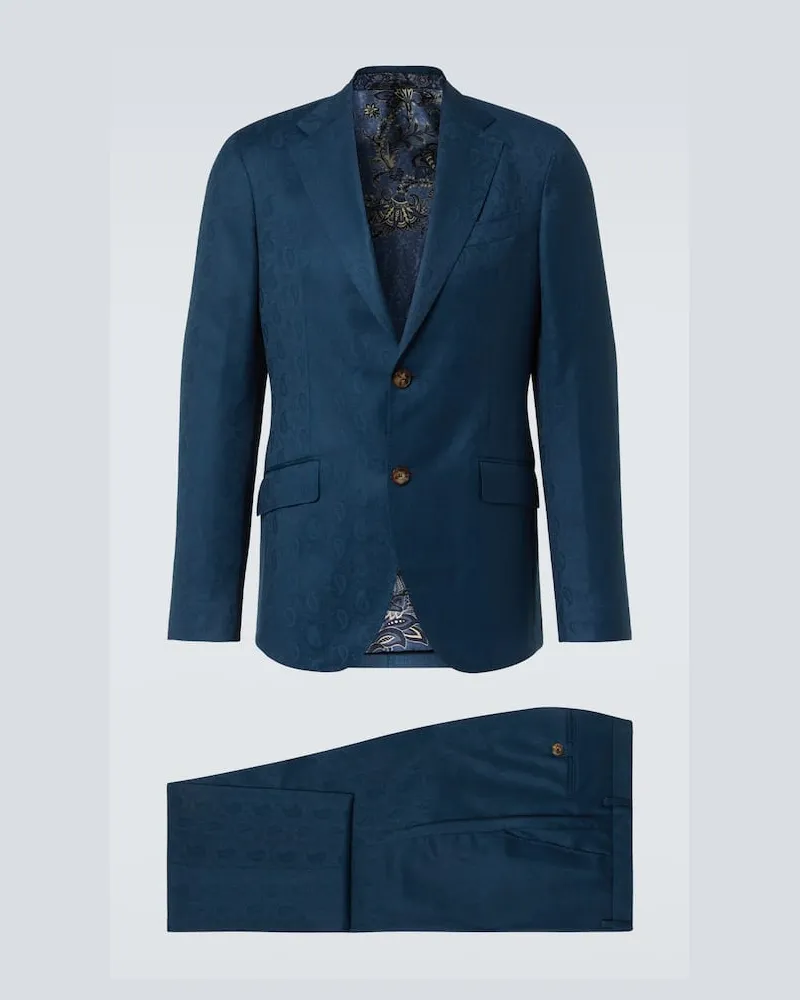 Etro Anzug Roma aus Seide Blau