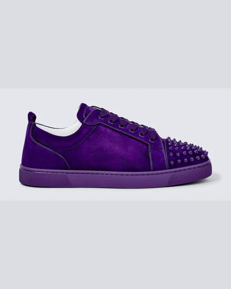 Christian Louboutin Sneakers Louis Junior Spikes aus Veloursleder Violett