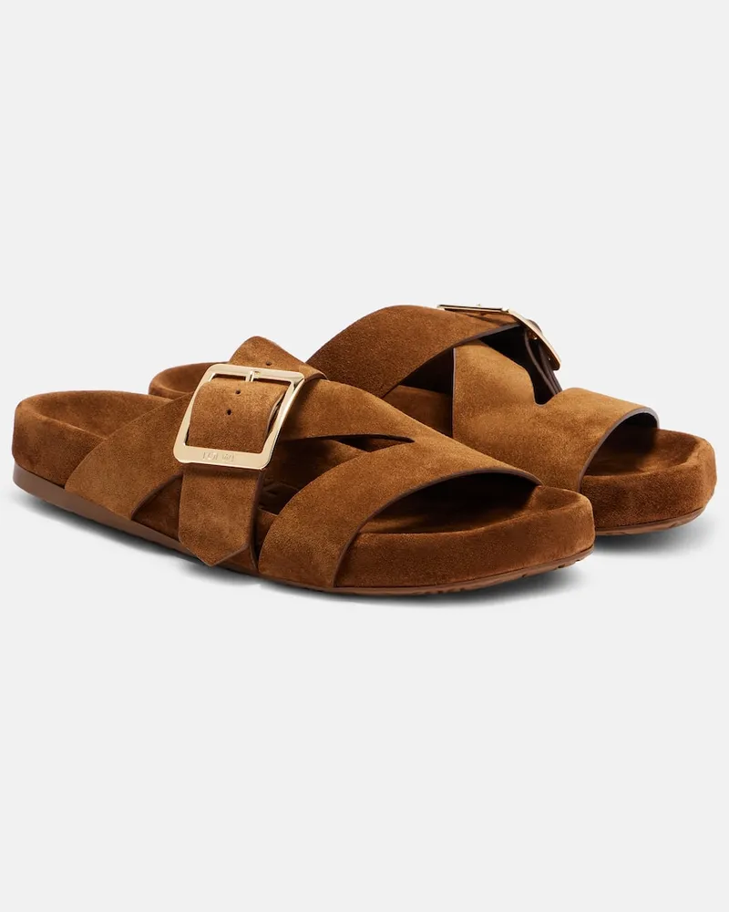 Loewe Sandalen Ease Buckle aus Veloursleder Braun