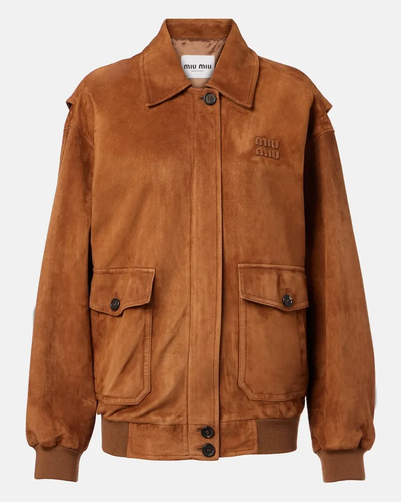 Miu Miu Blouson aus Veloursleder Braun