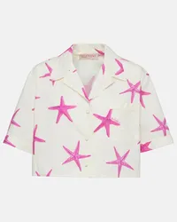 Valentino Garavani Cropped-Hemd Starfish aus Baumwollpopeline Weiss