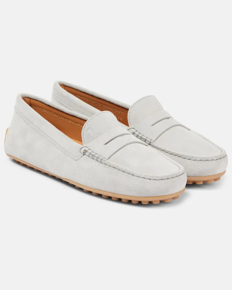 TOD'S Mokassins City Gommino aus Veloursleder Grau