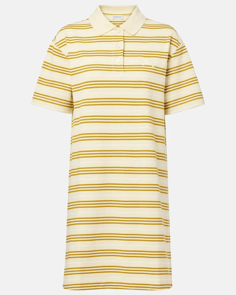 Burberry Minikleid Icon Stripe aus Baumwoll-Piqué Weiß