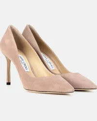 Jimmy Choo Pumps Romy 85 aus Veloursleder Beige