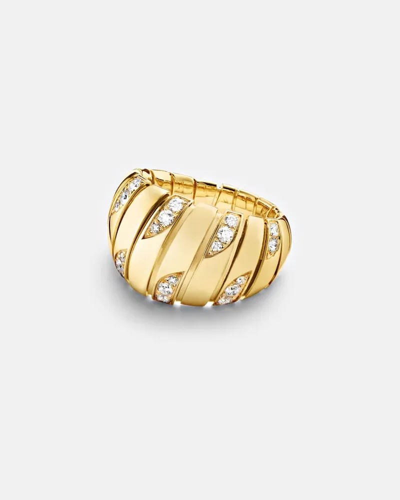 Bulgari Ring Bvlgari Tubogas aus 18kt Gelbgold mit Diamanten Gold