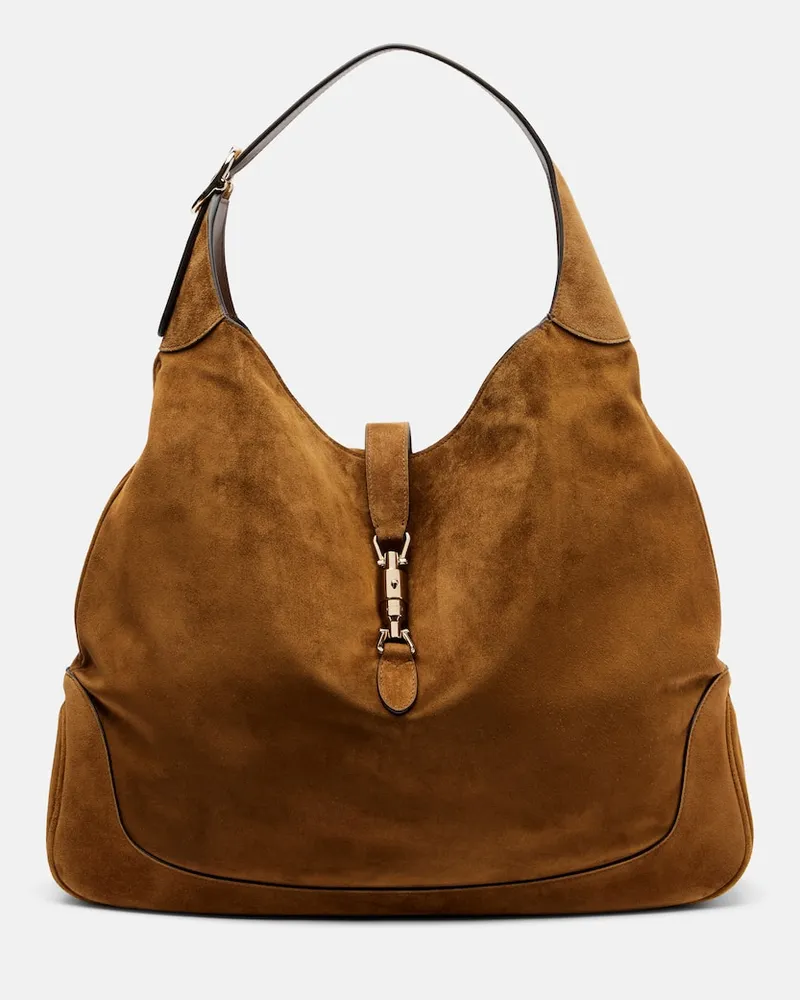 Gucci Tote Bag Jackie 1961 Large aus Veloursleder Braun