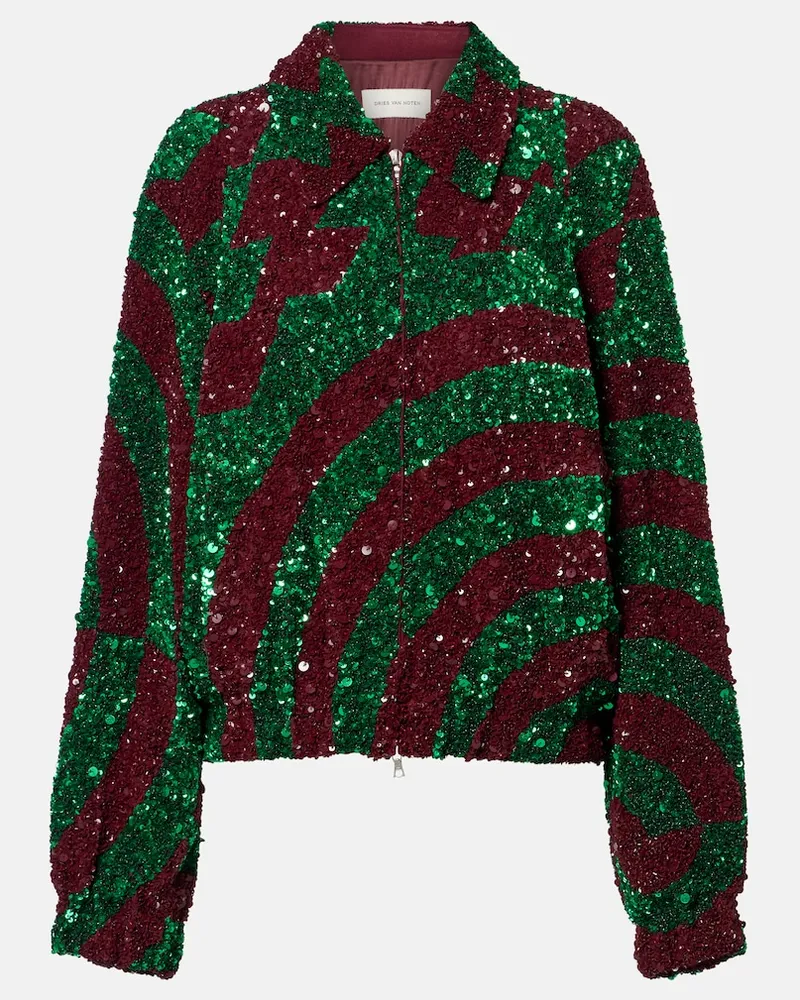 Dries van Noten Blouson mit Pailletten Burgunderrot