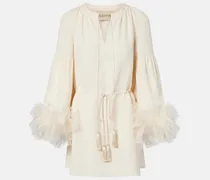 Tunika aus Cady Couture mit Federn