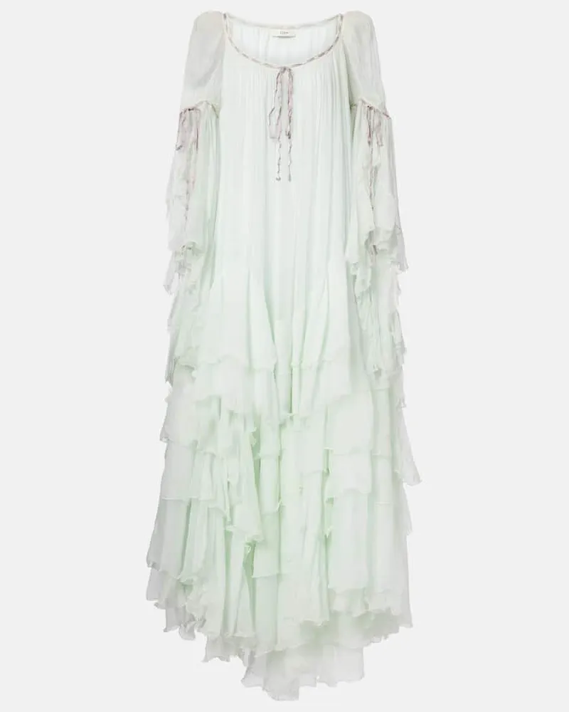 Chloé Chloé Robe aus Seidenmusselin Grün