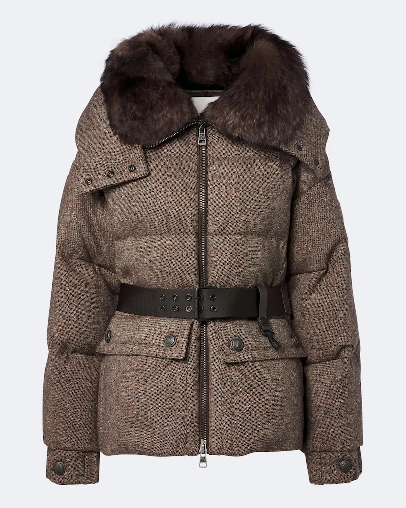 Moncler Skijacke Gelise aus Schurwolle mit Shearling Braun