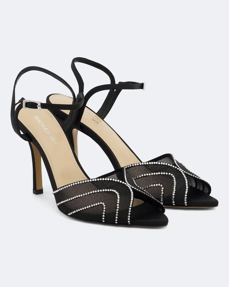 Mach & Mach Verzierte Sandalen Rainbow aus Mesh Schwarz