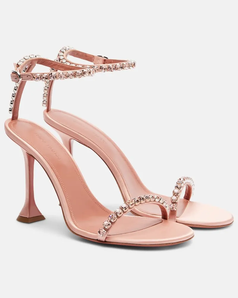 Amina Muaddi Sandalen Gigi 95 aus Satin mit Kristallen Rosa