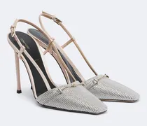 Verzierte Slingback-Pumps aus Satin