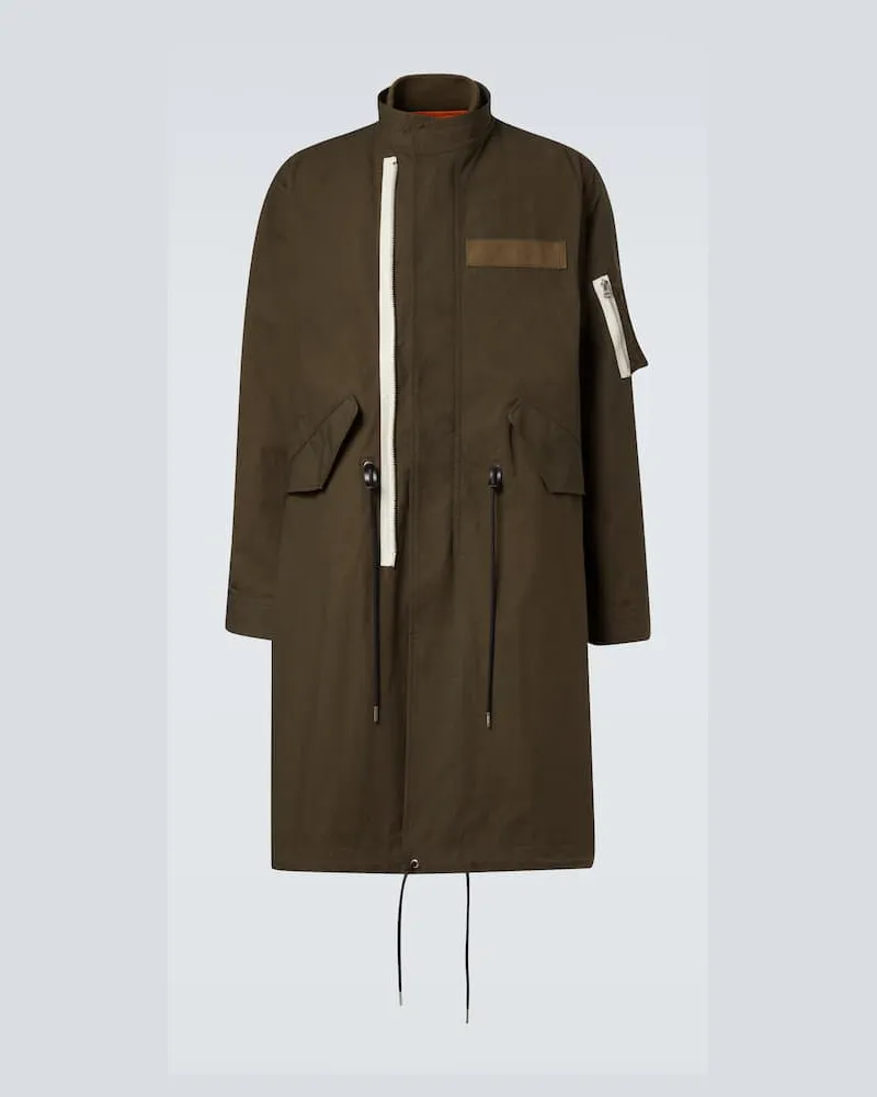 Sacai Parka aus einem Baumwollgemisch Grün
