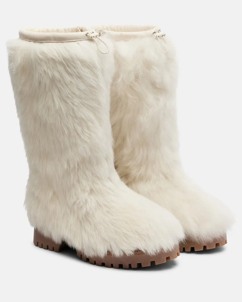 Yves Salomon Stiefel aus Shearling Weiß