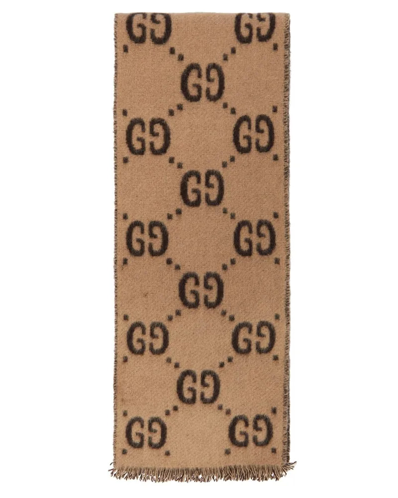 Gucci Schal GG aus Woll-Jacquard Beige