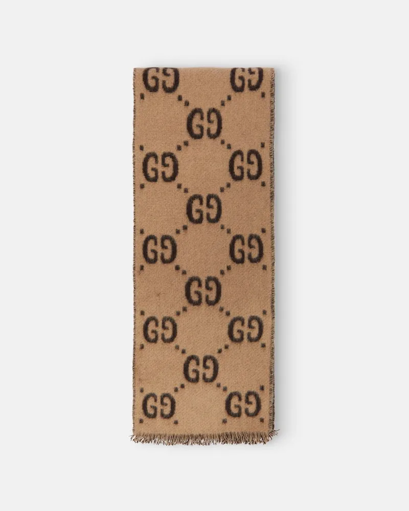 Gucci Schal GG aus Woll-Jacquard Beige