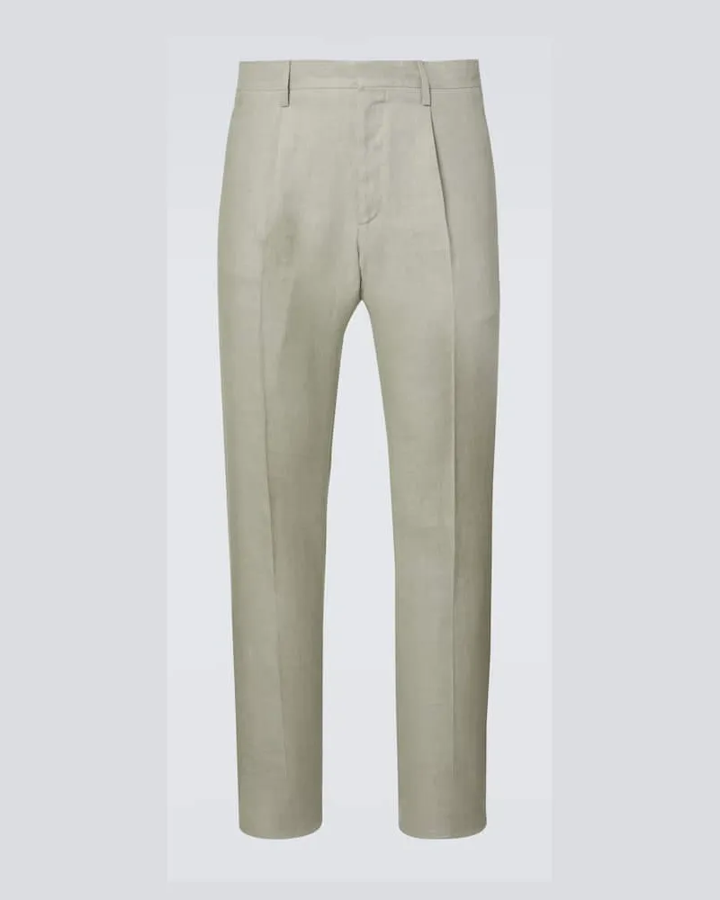 LARDINI Chinohose aus Leinen Grün