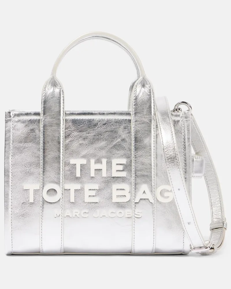 Marc Jacobs Tote The Small aus Metallic-Leder Silber