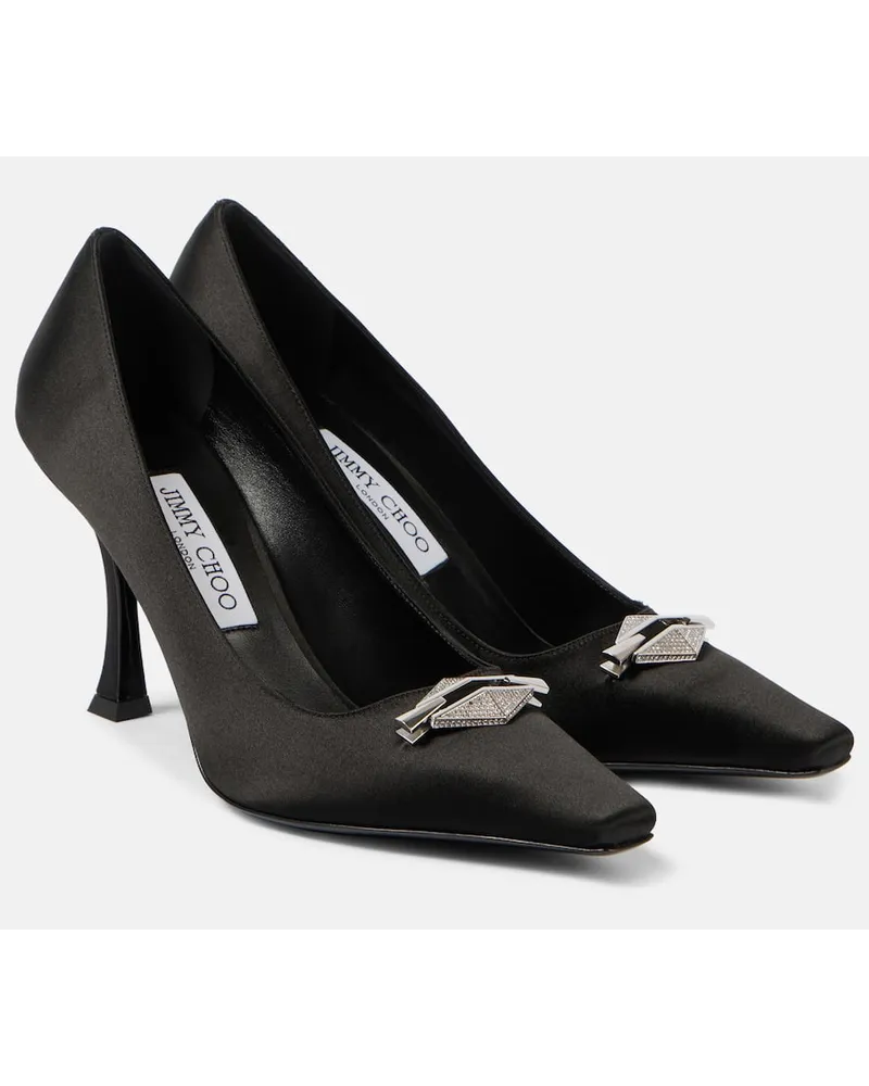 Jimmy Choo Verzierte Pumps Ryker 90 aus Satin Schwarz