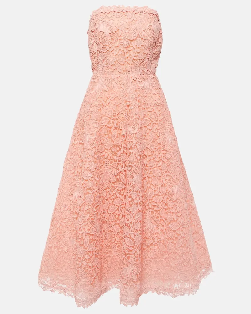 Carolina Herrera New York Midikleid aus Guipure-Spitze Rosa