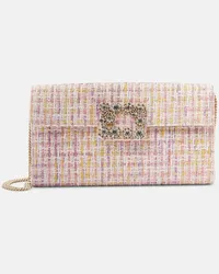 Roger Vivier Verzierte Clutch aus Boucle Pink