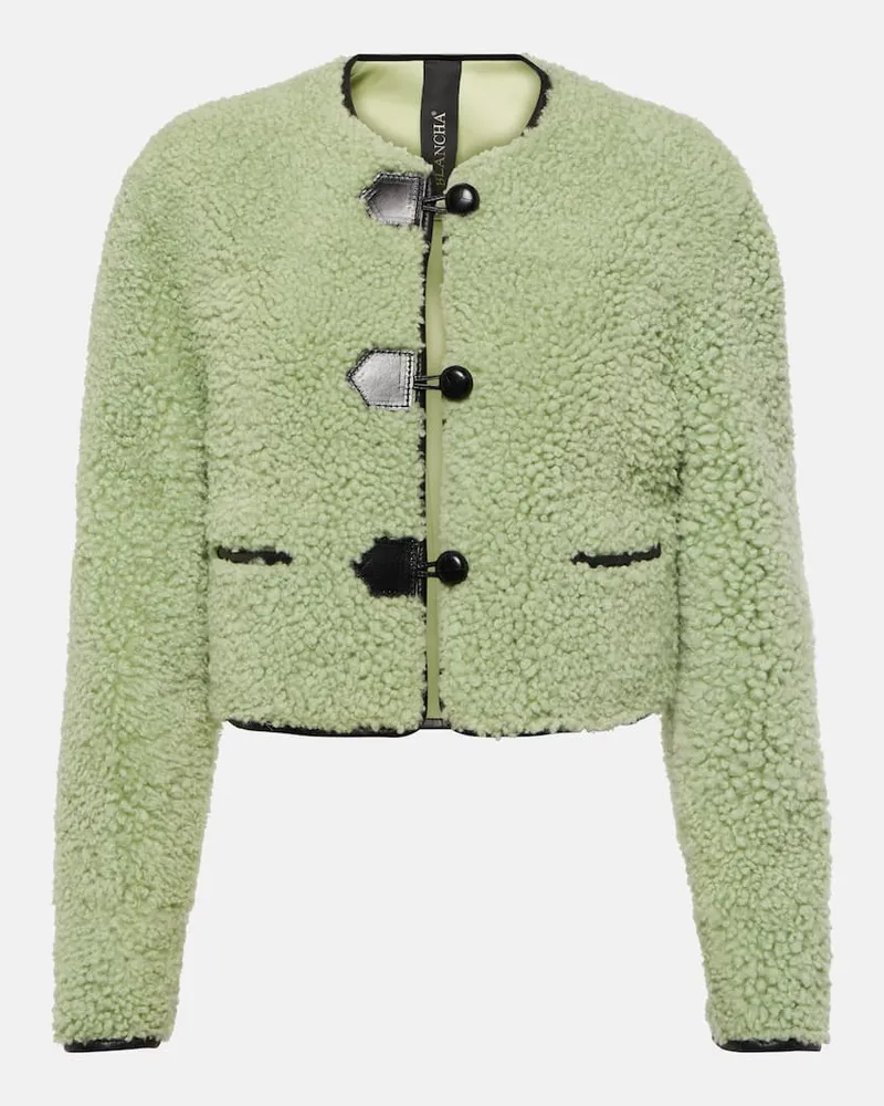 BLANCHA Jacke aus Shearling mit Leder Grün