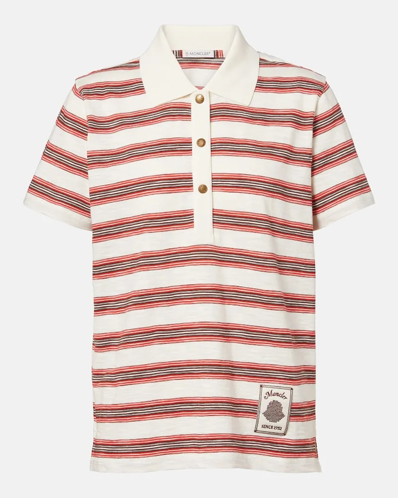 Moncler Gestreiftes Polohemd aus Baumwoll-Jersey Beige