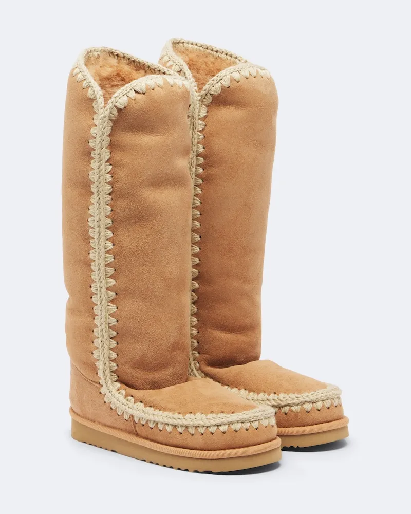 Mou Stiefel aus Veloursleder mit Shearling Braun