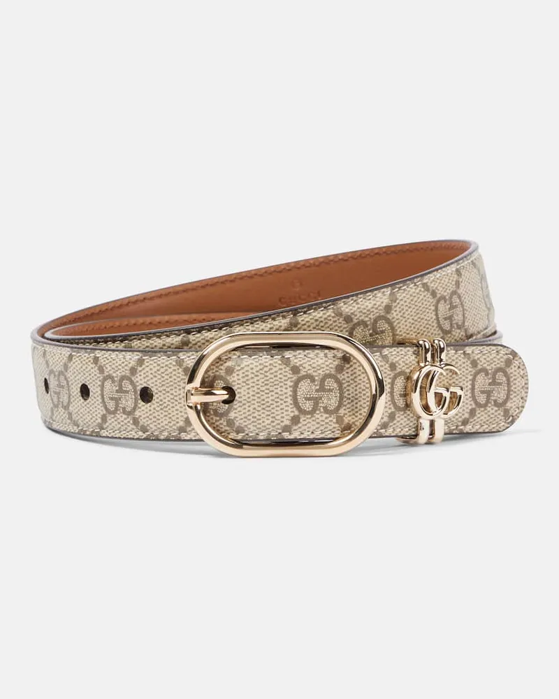Gucci Gürtel GG aus Lederimitat Beige