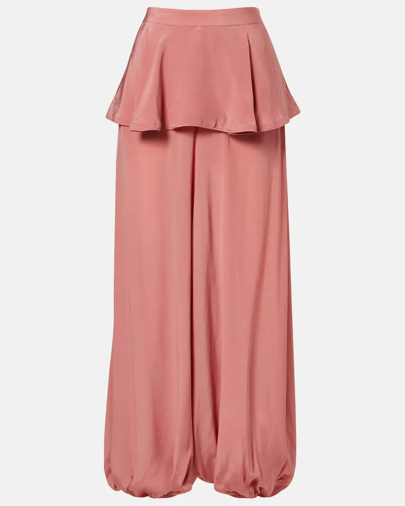 Adriana Degreas Weite Hose Solid Peplum Rosa
