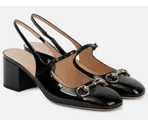 Slingback-Pumps Horsebit aus Lackleder