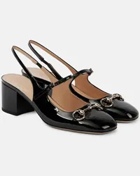 Gucci Slingback-Pumps Horsebit 55 aus Lackleder Schwarz