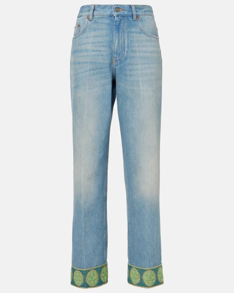 Valentino Garavani Straight Jeans mit Jacquard Blau