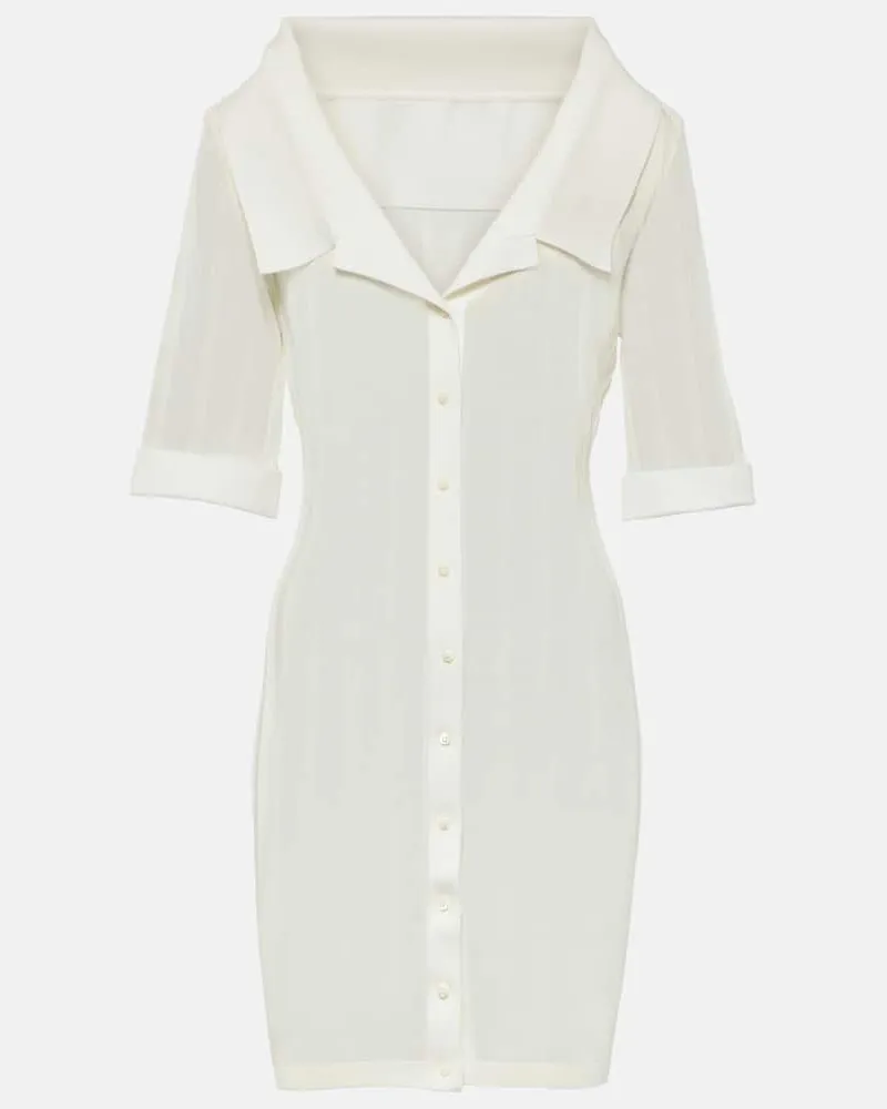 Jacquemus Hemdblusenkleid La Mini Robe Manta aus Jersey Weiß