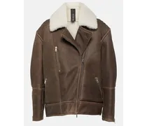 Lederjacke mit Shearling
