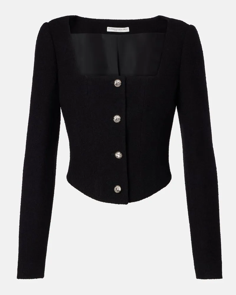 Alessandra Rich Jacke aus Bouclé Schwarz