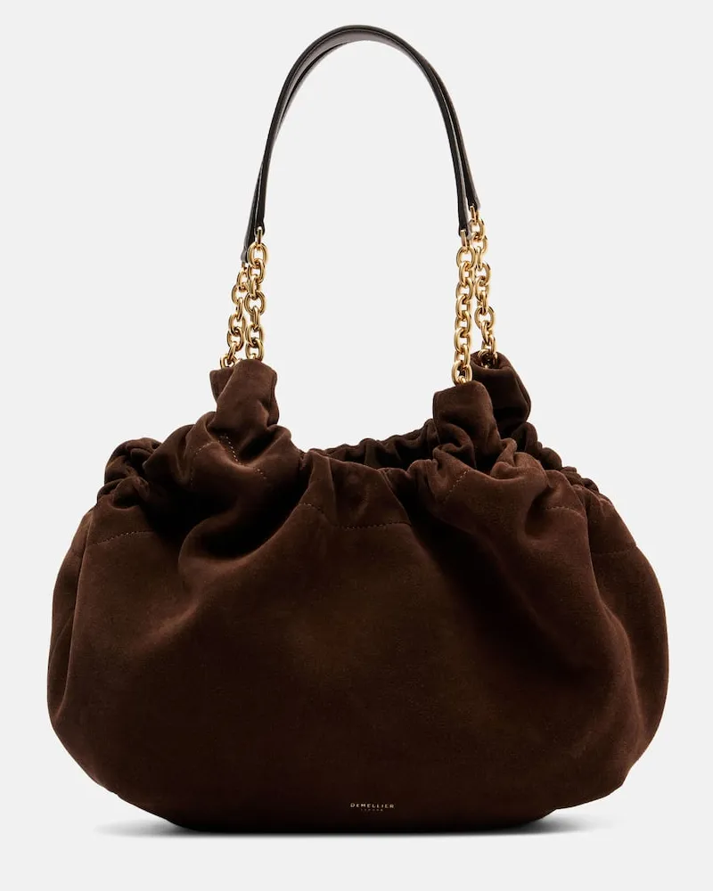 DeMELLIER Schultertasche Miami Medium aus Veloursleder Braun