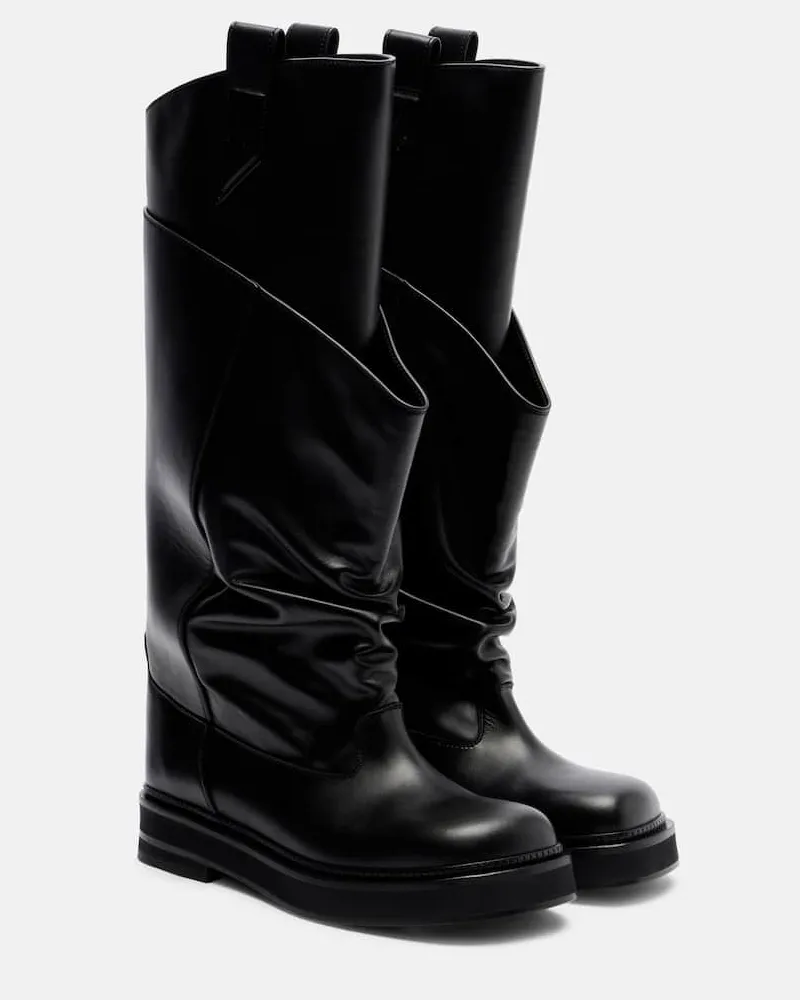 ATTICO Stiefel Passeggiata aus Leder Schwarz