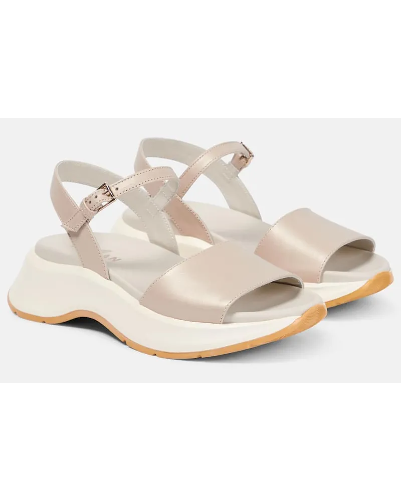 Hogan Plateausandalen H598 aus Leder Nude