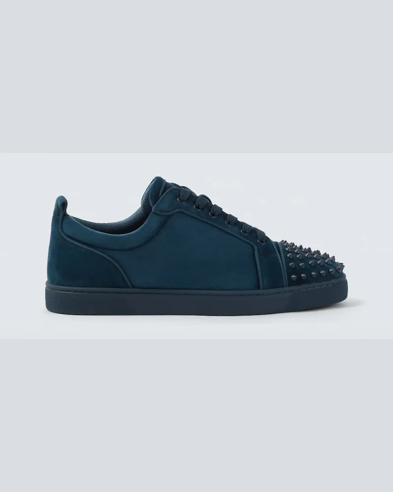 Christian Louboutin Sneakers Louis Junior Spikes aus Veloursleder Blau