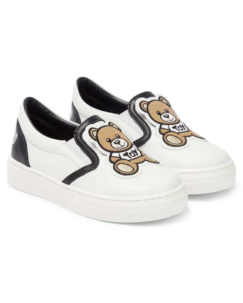 Moschino Sneakers Teddy Bear aus Leder Weiß