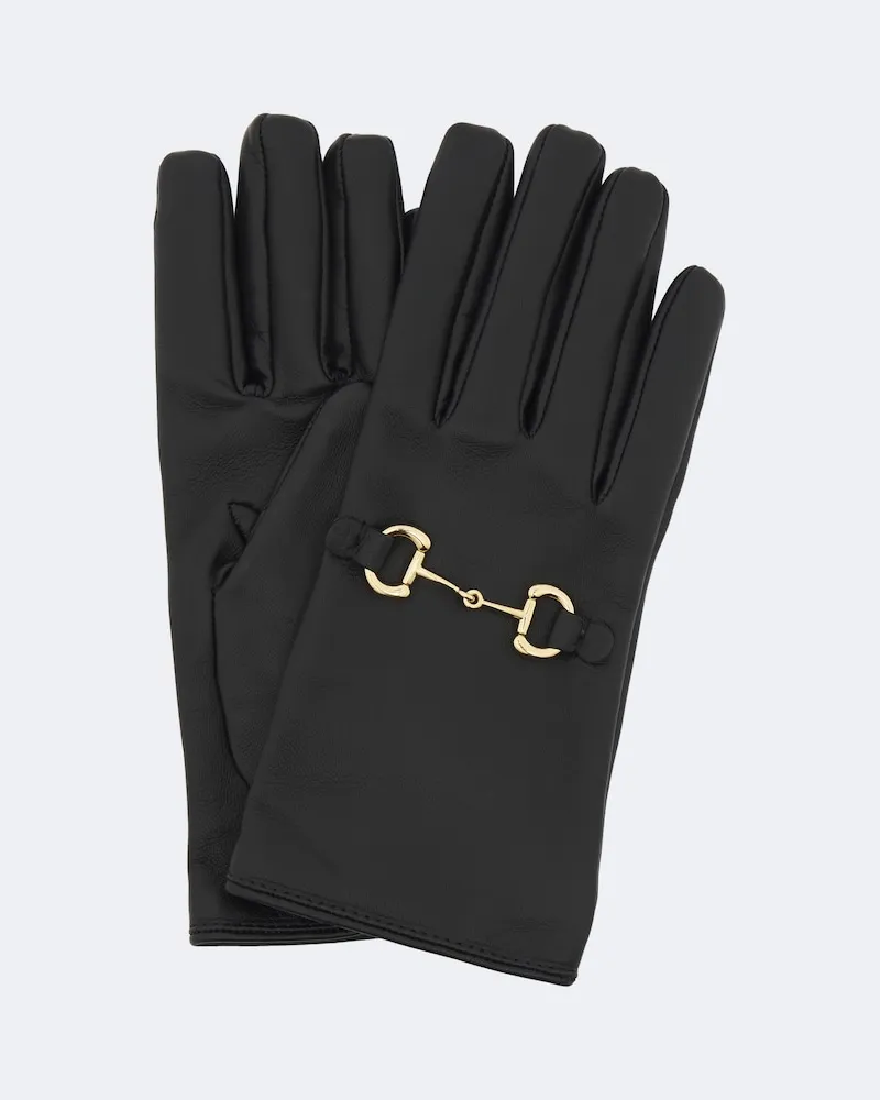 Gucci Handschuhe Horsebit aus Leder Schwarz