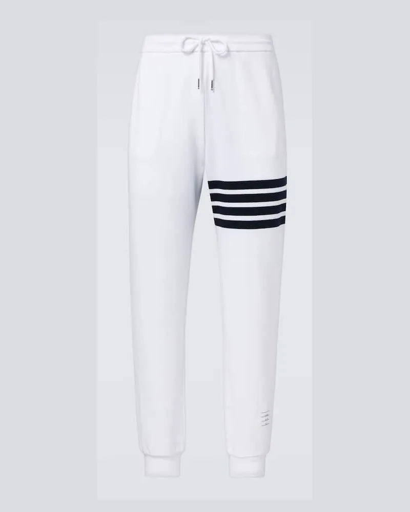 Thom Browne Jogginghose 4-Bar aus Baumwoll-Jersey Weiß