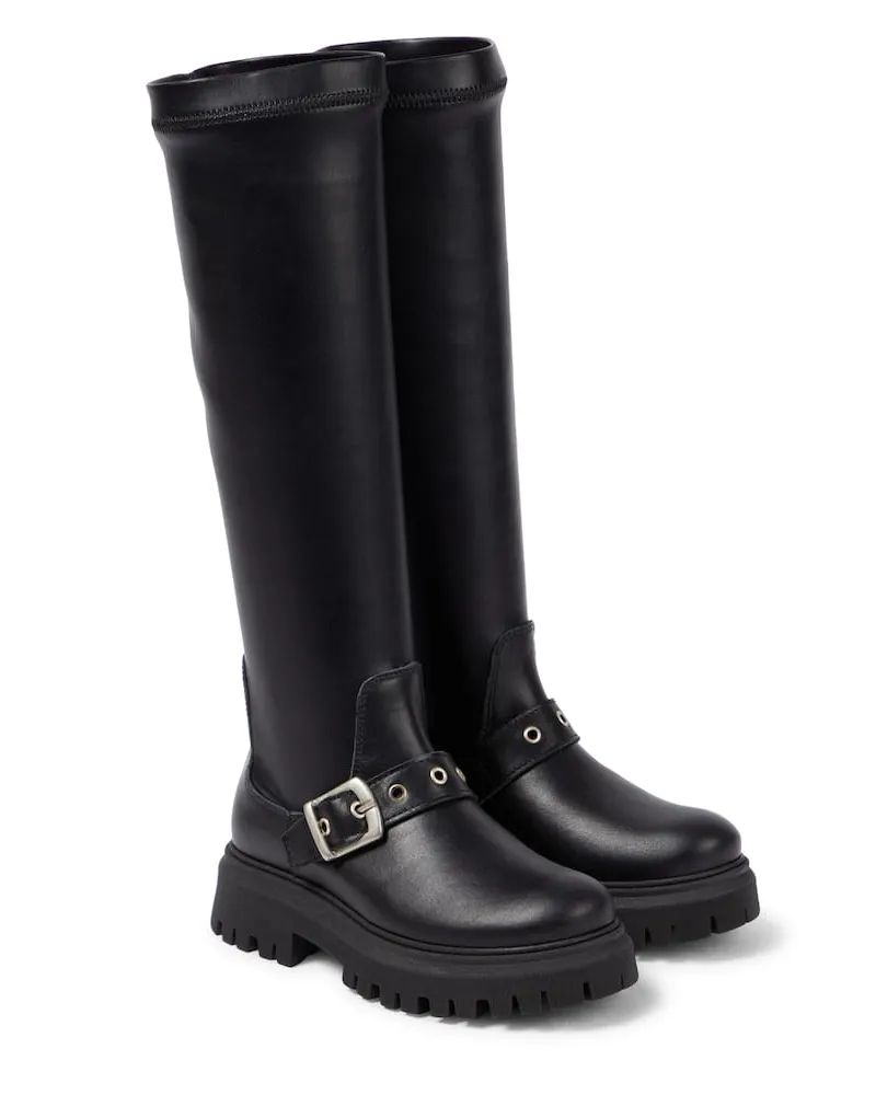 Monnalisa Stiefel aus Leder Schwarz